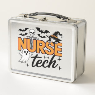 Nurse Tech - Halloween - mit Skelett, Hexe und Metall Brotdose