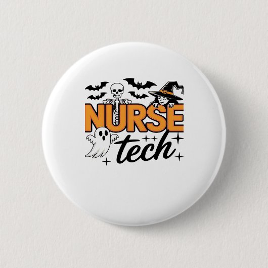 Nurse Tech - Halloween - with skeleton, witch, and Button (Vorderseite)