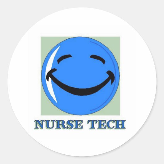 Nurse Tech Happy Face Runder Aufkleber (Vorderseite)