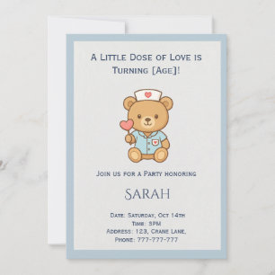 Nurse Teddy Bear Geburtstagseinladung Ankündigung