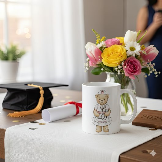 Nurse Teddy Bear Mug – Custom Name Gift for Nurses Kaffeetasse