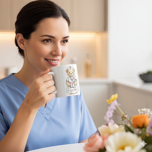 Nurse Teddy Bear Mug – Custom Name Gift for Nurses Kaffeetasse