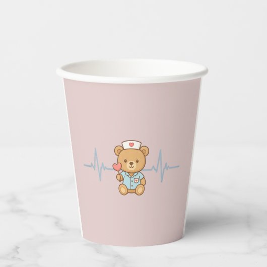 Nurse Teddy Bear Party-Papierbecher Pappbecher (Vorderseite)