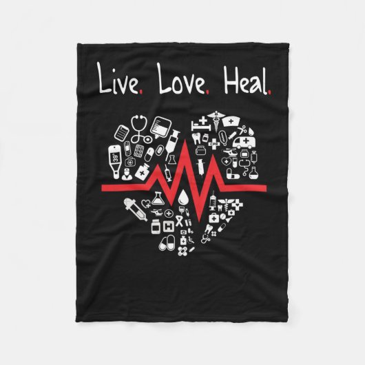 Nurse tee heartbeat - Live Liebe Heart Scoop Fleecedecke (Vorderseite)