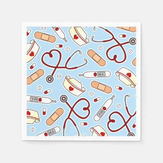 Nurse Theme Napkins Blue Serviette (Vorderseite)