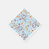 Nurse Theme Napkins Blue Serviette (Ecke)