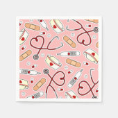 Nurse Theme Napkins Pink Serviette (Vorderseite)