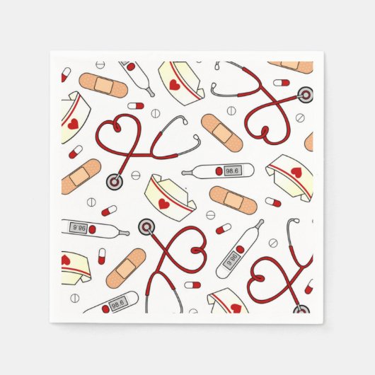 Nurse Theme Napkins White Serviette (Vorderseite)
