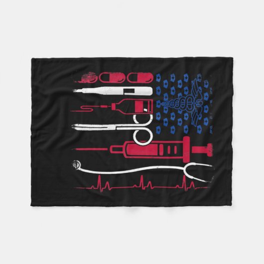 Nurse Tool American Flag Pride 4. Juli Stolz N Fleecedecke (Vorderseite (Horizontal))