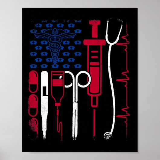 Nurse Tool American Flag Pride 4. Juli Stolz N Poster (Vorne)
