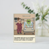 Nurse Treats Patient With Frog Head Get Well Postkarte (Stehend Vorderseite)