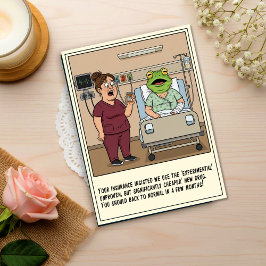 Nurse Treats Patient With Frog Head Get Well Postkarte