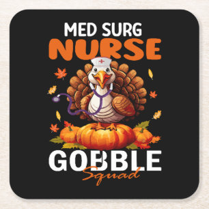 Nurse Truthahn passend MED CHIR Gobble Squad Rechteckiger Pappuntersetzer