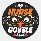 Nurse Turkey Gobble Squad Erntedank nähren Runder Aufkleber (Vorderseite)