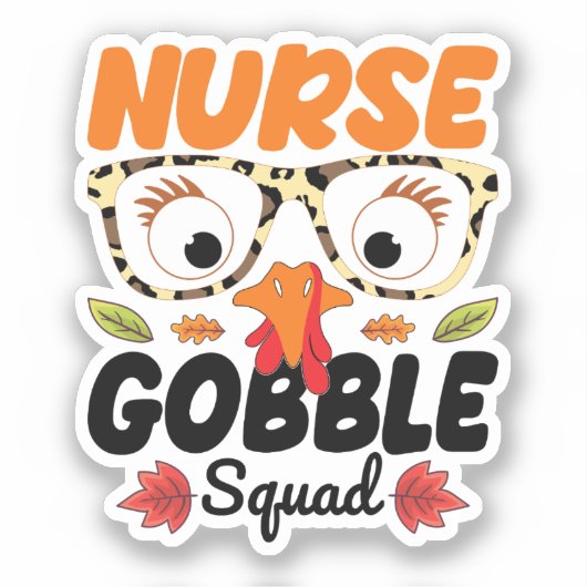 Nurse Turkey Gobble Squad nähren Lover Funny Mama Aufkleber (Vorderseite)