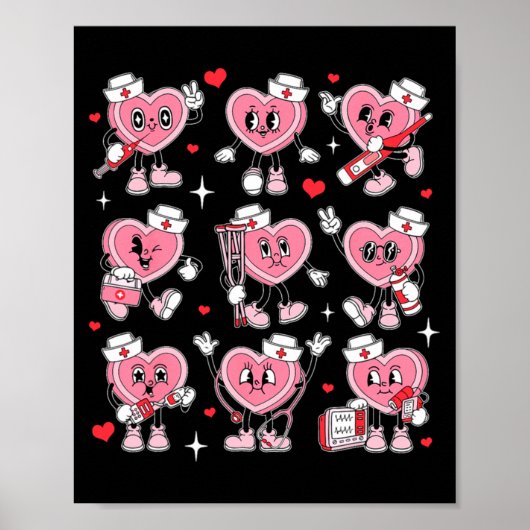 Nurse Valentine Candy Heart Er Icu Nicu Rn Nurses Poster (Vorne)