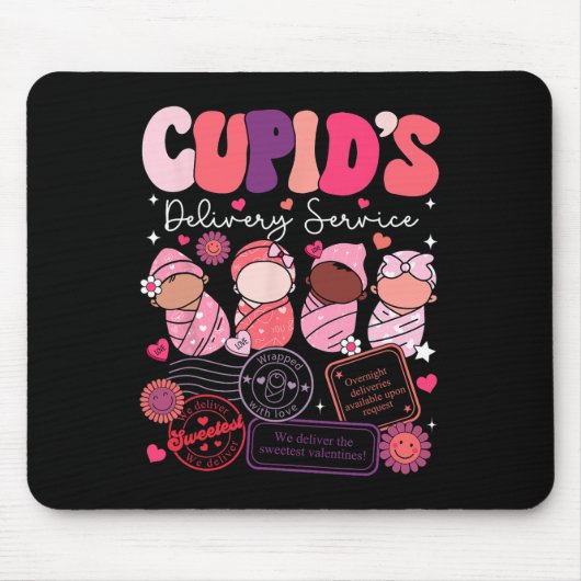 Nurse Valentine Cupid's Delivery Service Labour un Mousepad (Vorne)