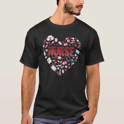 Nurse Valentine Heart Shape Cute Valentine's Day N T-Shirt (Vorderseite)