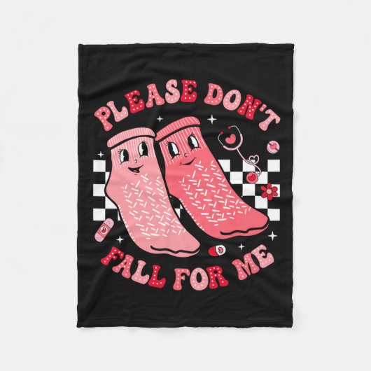 Nurse Valentine Non Slip Socks Please Dont Fall F Fleecedecke (Vorderseite)