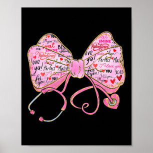 Nurse Valentine Tag 2025 Coquette Stethoskop Schle Poster