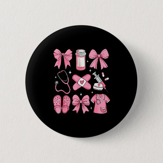 Nurse Valentines Day Coquette Bow Valentine Nurse Button (Vorderseite)