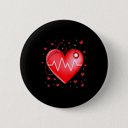 Nurse Valentines Day Heart Stethoscope 2 _1 Button (Vorderseite)