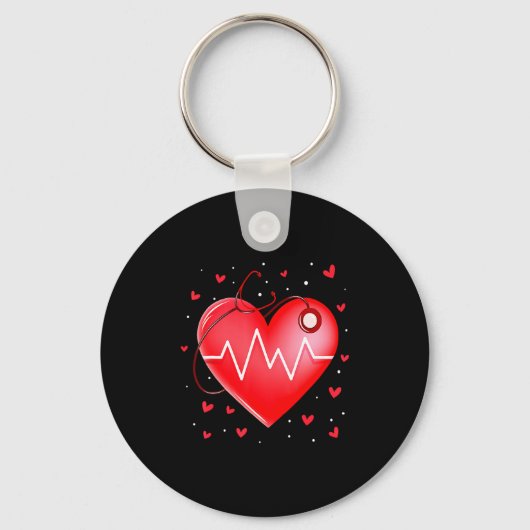 Nurse Valentines Day Heart Stethoscope 2 _1 Schlüsselanhänger (Vorderseite)