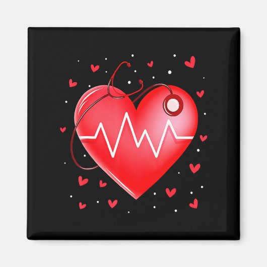 Nurse Valentines Day Heart Stethoscope 2 Magnet (Vorne)