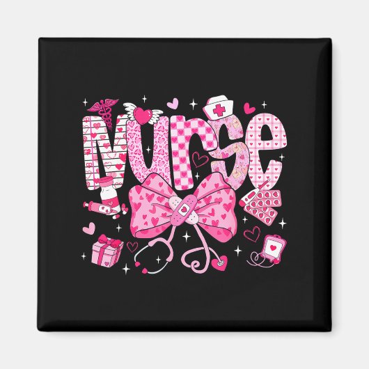 Nurse Valentine's Day Heart Stethoscope Er Icu Nic Magnet (Vorne)
