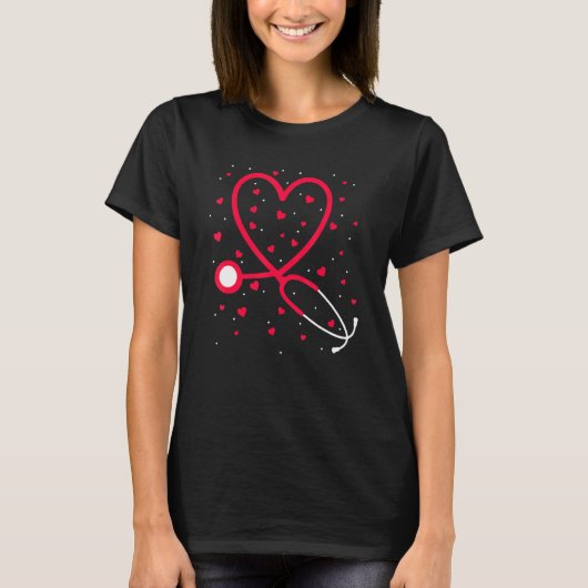 Nurse Valentine's Day Heart Stethoscope T-Shirt (Vorderseite)