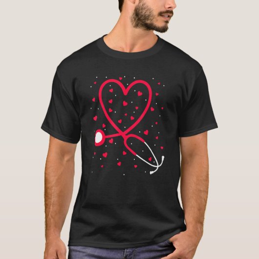 Nurse Valentine's Day Heart Stethoscope T-Shirt (Vorderseite)