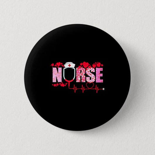 Nurse Valentines Day Valentine Er Icu Nicu Rn Nurs Button (Vorderseite)
