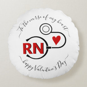 Nurse Valentinstag Stethoskop rot RN Rundes Kissen