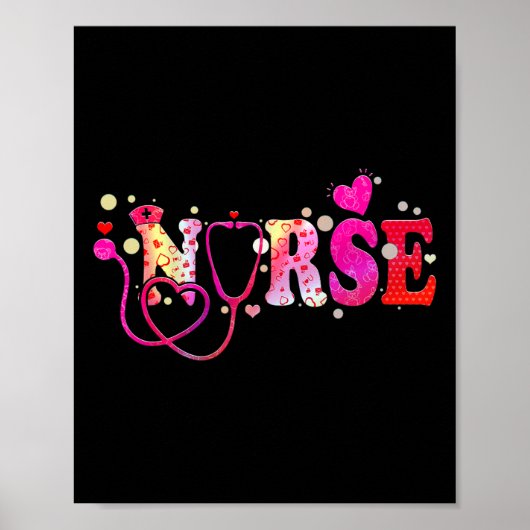 Nurse Valentinstag Valentine Scrub Top Women Scann Poster (Vorne)