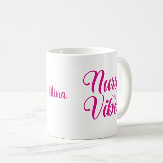 Nurse Vibes personalisiert den Namen Kaffeetasse (VorderseiteRechts)