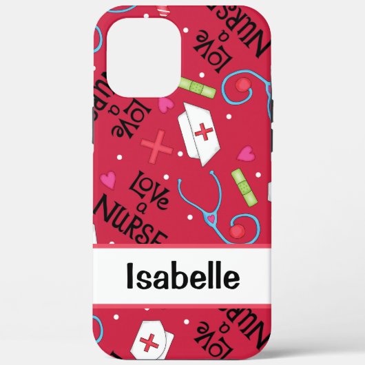 Nurse Whimsy Medizin Art Roter Name Personalisiert Case-Mate iPhone Hülle (Rückseite)