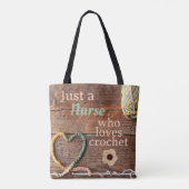 Nurse Who Loves Crochet Rustic Heart Design Tasche (Rückseite)