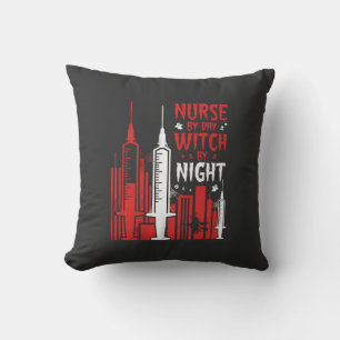 Nurse Witch Halloween Skyline Design_1 Kissen