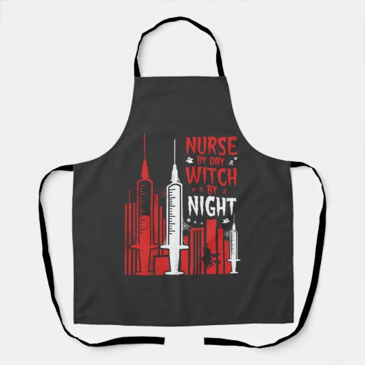 Nurse Witch Halloween Skyline Design_1 Schürze (Vorderseite)