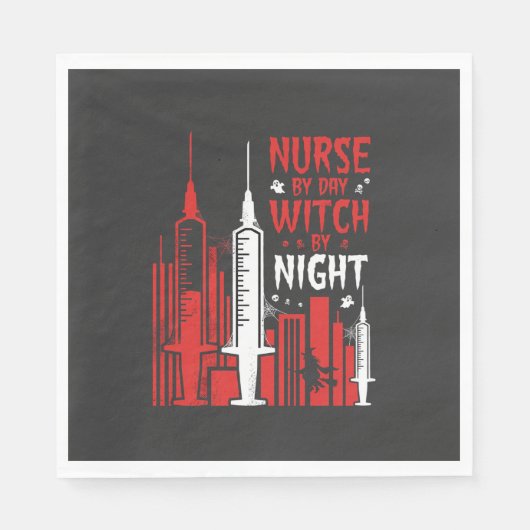 Nurse Witch Halloween Skyline Design_1 Serviette (Vorderseite)