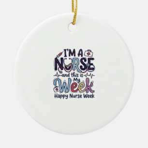 Nurse-Woche Vintage-Typografie-Shirt-Design_1 Keramik Ornament