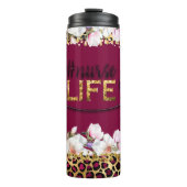 #Nurselife Gold Glitzer Cheetah Print Burgundy Thermosbecher (Vorderseite)