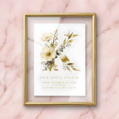 Nursery Cute Romantic Floral K Letter Gold Effect Poster