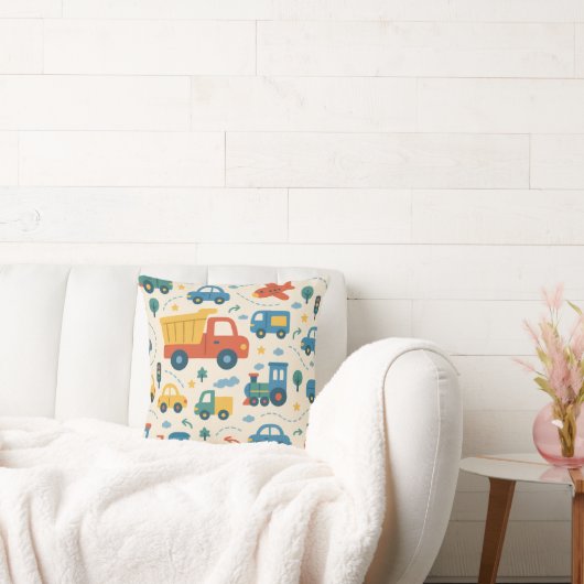 Nursery/Kids’ Room Pillow | Cars Trucks Trains Kissen (Liege)