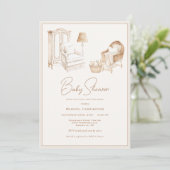 Nursery Neutral Baby Shower Invitation Einladung (Stehend Vorderseite)