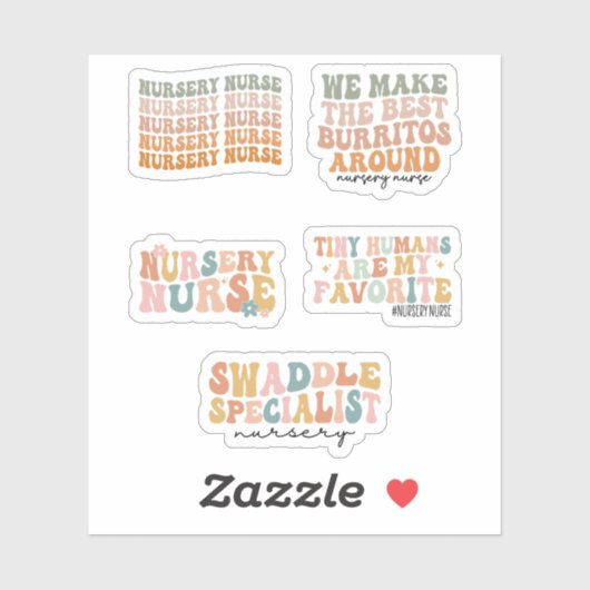 Nursery Nurse, Newborn Nurse, Groovy Nursery Nurse Aufkleber (Blatt)