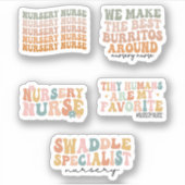 Nursery Nurse, Newborn Nurse, Groovy Nursery Nurse Aufkleber (Vorderseite)
