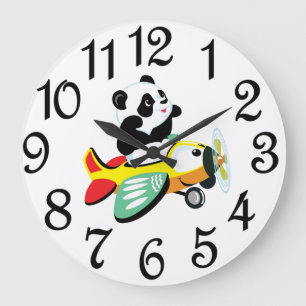 Nursery Panda Bear Große Wanduhr