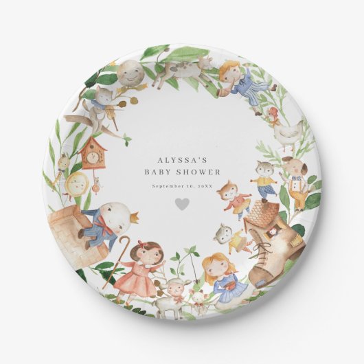 Nursery Rhymes Baby Shower Paper Plates Pappteller (Vorderseite)
