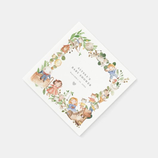 Nursery Rhymes Baby Shower Party Paper Napkins Serviette (Ecke)